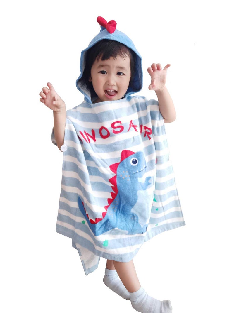 TONWHAR Kids Bath/Pool/Beach Hooded Poncho Towel-Cartoon Animal Pattern Cotton Beach Towel for Baby and Kids (Dinosaur, 1-4 Years/Height:33.4"-43.3") - Image 5